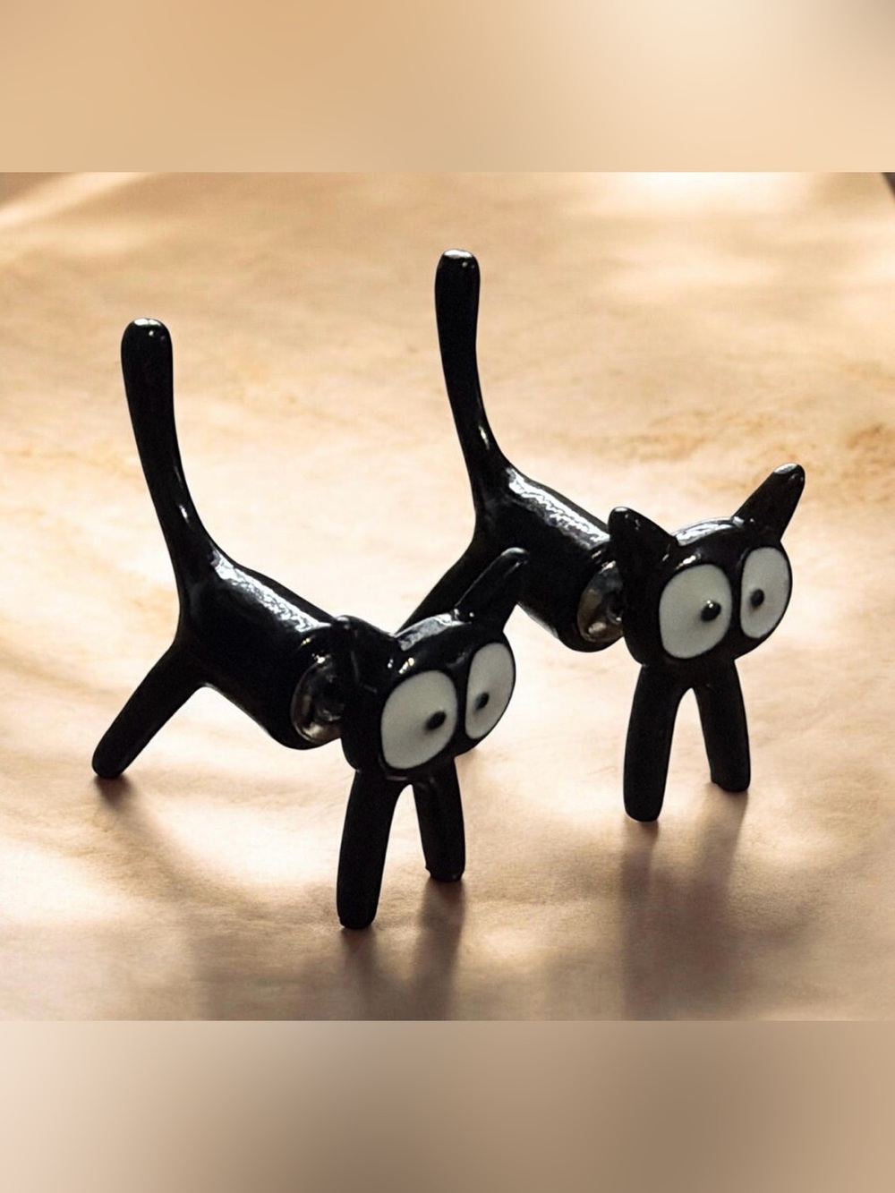 3D Split Black Cat Front Back Stud Earrings NEW